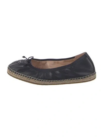 Pre-owned Kate Spade Leather Bow Accents Espadrilles In Blue