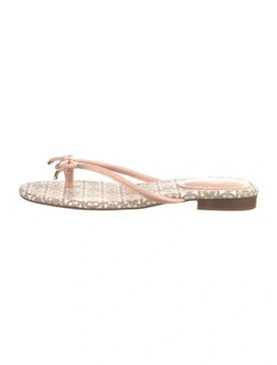 Pre-owned Kate Spade Leather Bow Accents Flip Flops In Pink