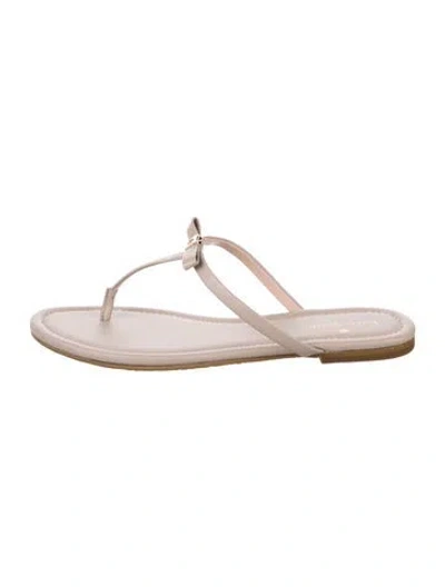 Pre-owned Kate Spade Leather Bow Accents Flip Flops In Pink