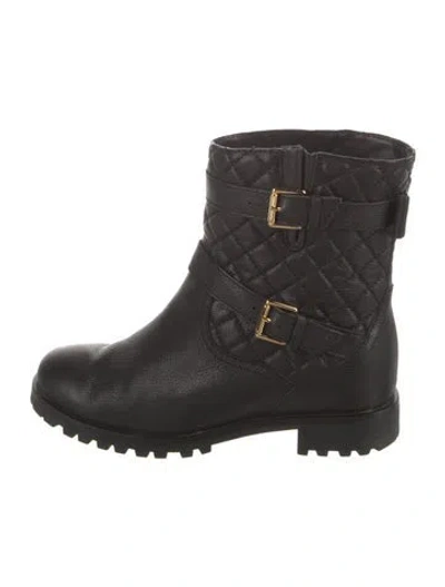 Pre-owned Kate Spade Leather Bow Accents Moto Boots In Black