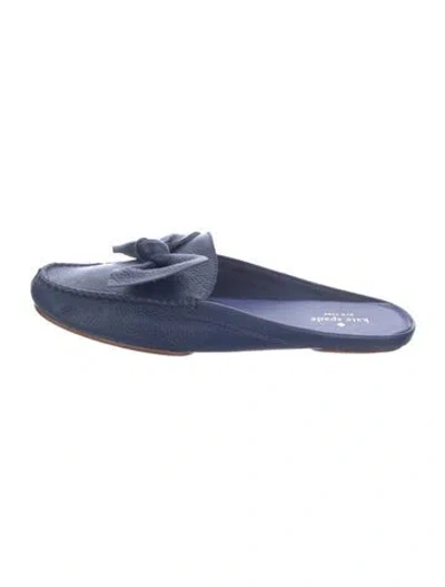 Pre-owned Kate Spade Leather Bow Accents Mules In Blue