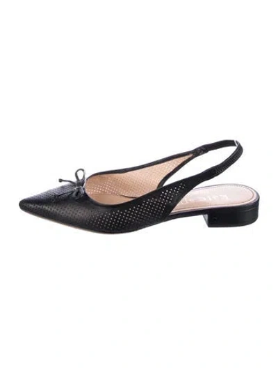 Pre-owned Kate Spade Leather Bow Accents Slingback Flats In Black