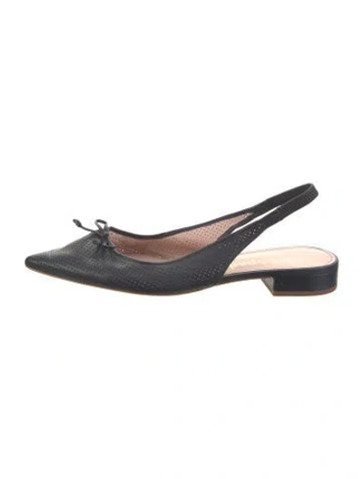 Pre-owned Kate Spade Leather Bow Accents Slingback Flats In Blue