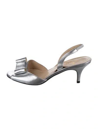 Pre-owned Kate Spade Leather Bow Accents Slingback Pumps