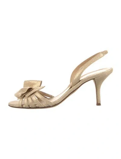Pre-owned Kate Spade Leather Bow Accents Slingback Sandals