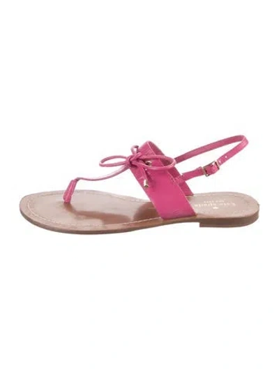 Pre-owned Kate Spade Leather Bow Accents T-strap Sandals In Pink