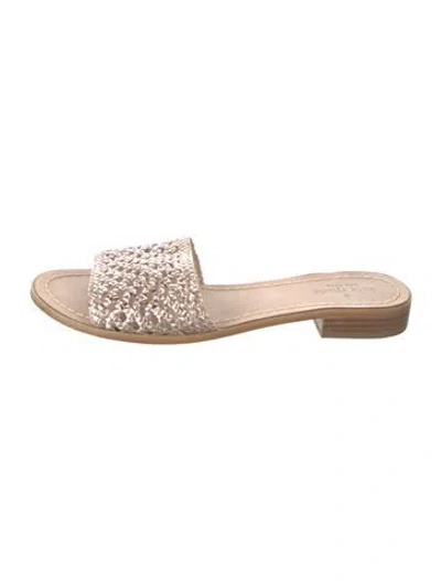 Pre-owned Kate Spade Leather Braided Accents Slides In Neutrals