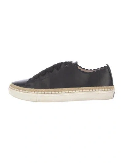 Pre-owned Kate Spade Leather Braided Accents Sneakers In Black