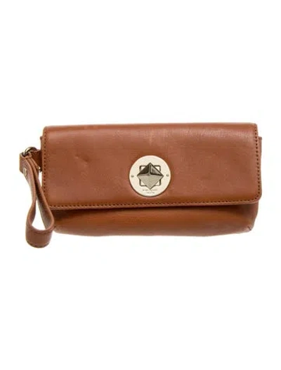 Pre-owned Kate Spade Leather Clutch In Brown