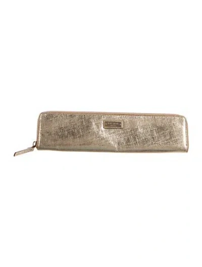 Pre-owned Kate Spade Leather Clutch In Gold