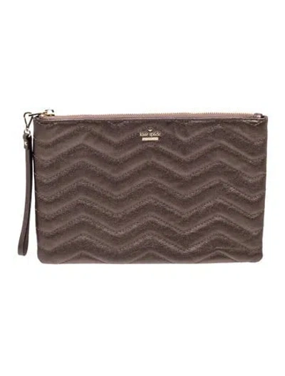 Pre-owned Kate Spade Leather Clutch In Gray
