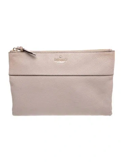 Pre-owned Kate Spade Leather Clutch In Gray
