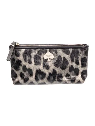 Pre-owned Kate Spade Leather Clutch In Gray