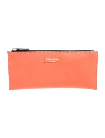 Pre-owned Kate Spade Leather Clutch In Orange