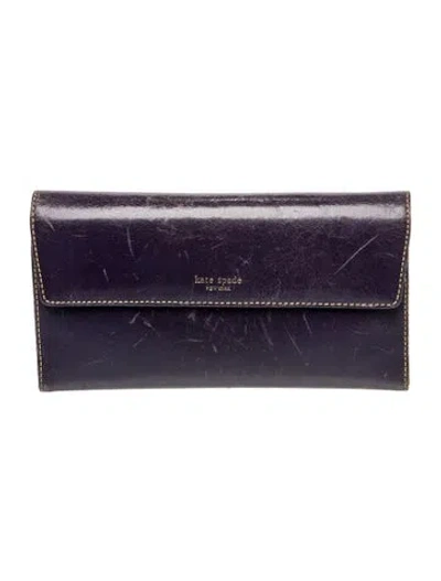 Pre-owned Kate Spade Leather Clutch In Purple