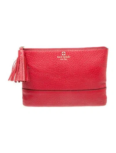 Pre-owned Kate Spade Leather Clutch In Red