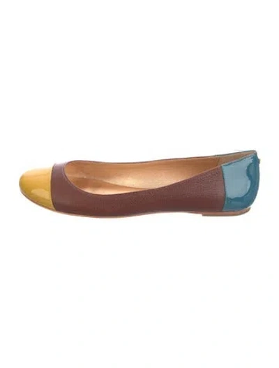 Pre-owned Kate Spade Leather Colorblock Pattern Ballet Flats In Brown