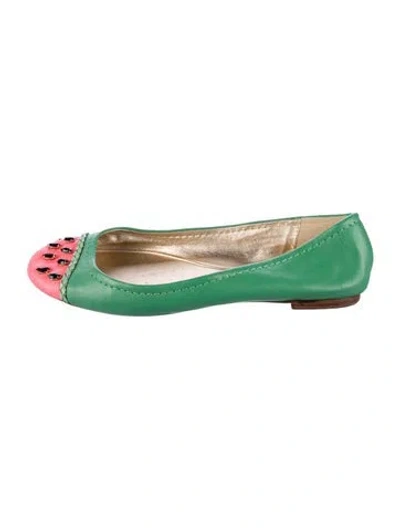 Pre-owned Kate Spade Leather Colorblock Pattern Ballet Flats In Green