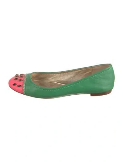Pre-owned Kate Spade Leather Colorblock Pattern Ballet Flats In Green