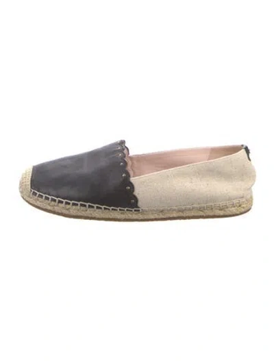 Pre-owned Kate Spade Leather Colorblock Pattern Espadrilles In Black