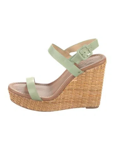 Pre-owned Kate Spade Leather Colorblock Pattern Espadrilles In Green