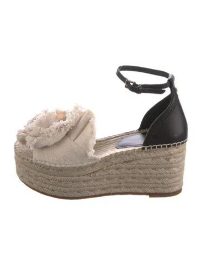 Pre-owned Kate Spade Leather Colorblock Pattern Espadrilles In Neutral
