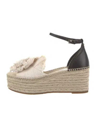 Pre-owned Kate Spade Leather Colorblock Pattern Espadrilles In Neutral