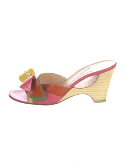 Pre-owned Kate Spade Leather Colorblock Pattern Mules In Pink