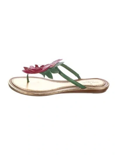 Pre-owned Kate Spade Leather Colorblock Pattern Slides In Multi