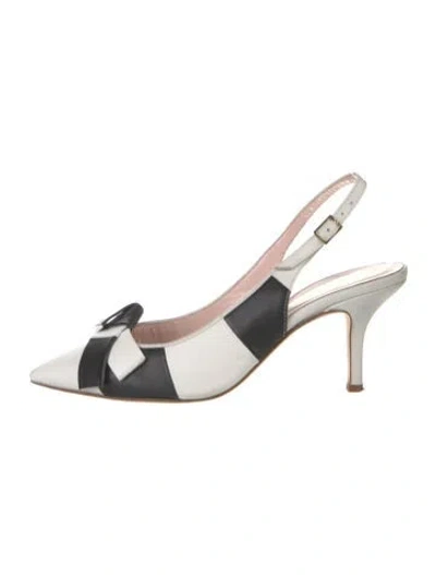 Pre-owned Kate Spade Leather Colorblock Pattern Slingback Pumps In Black/white