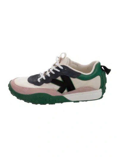 Pre-owned Kate Spade Leather Colorblock Pattern Sneakers In Green