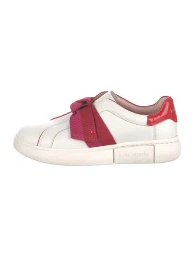 Pre-owned Kate Spade Leather Colorblock Pattern Sneakers In White