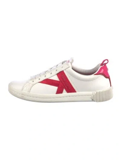 Pre-owned Kate Spade Leather Colorblock Pattern Sneakers In White