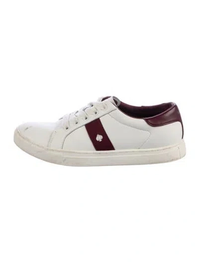 Pre-owned Kate Spade Leather Colorblock Pattern Sneakers In White