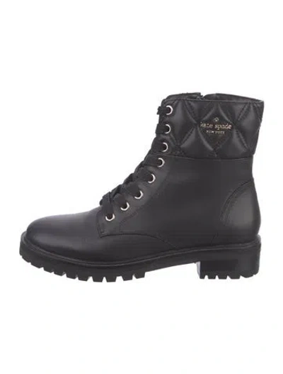 Pre-owned Kate Spade Leather Combat Boots In Black