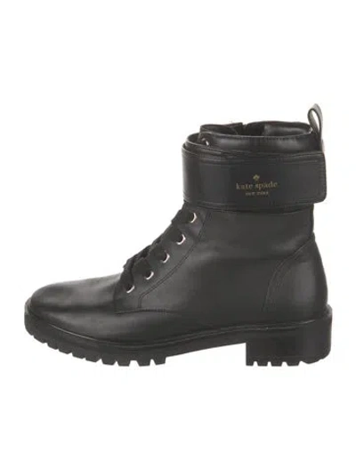Pre-owned Kate Spade Leather Combat Boots In Black