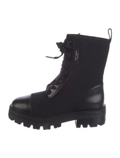 Pre-owned Kate Spade Leather Combat Boots In Black