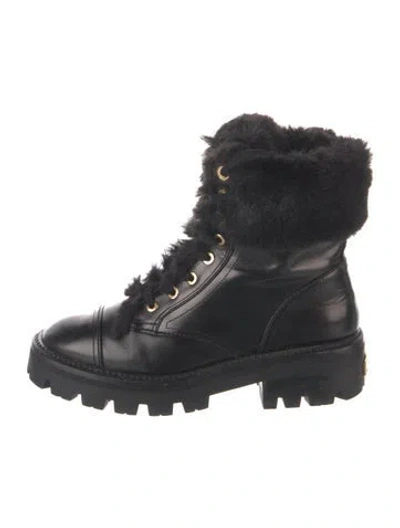 Pre-owned Kate Spade Leather Combat Boots In Black