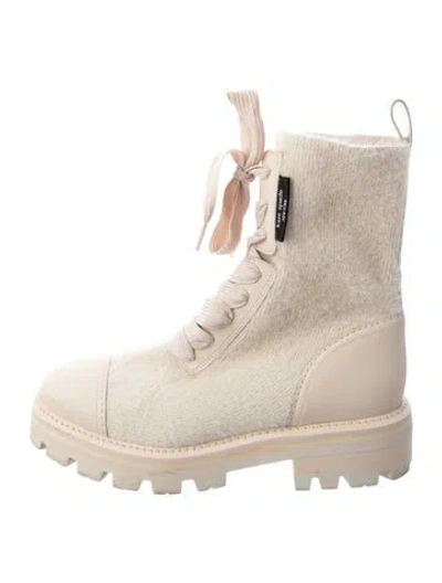 Pre-owned Kate Spade Leather Combat Boots In Neutral