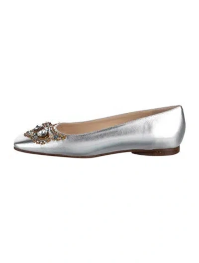 Pre-owned Kate Spade Leather Crystal Embellishments Ballet Flats