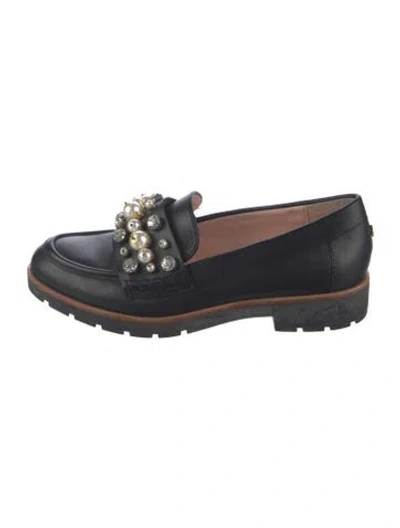 Pre-owned Kate Spade Leather Crystal Embellishments Loafers In Blue
