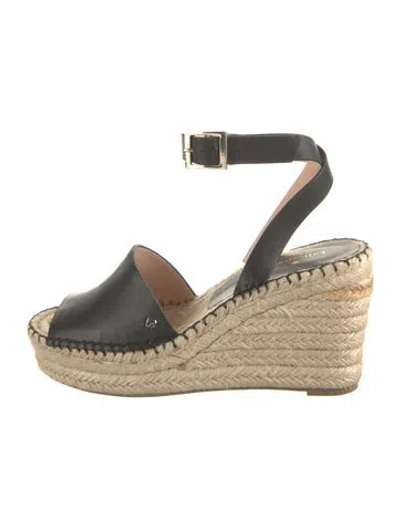 Pre-owned Kate Spade Leather Espadrilles In Black