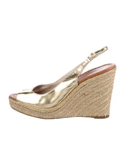 Pre-owned Kate Spade Leather Espadrilles In Gold