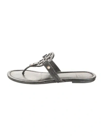 Pre-owned Kate Spade Leather Flip Flops In Grey
