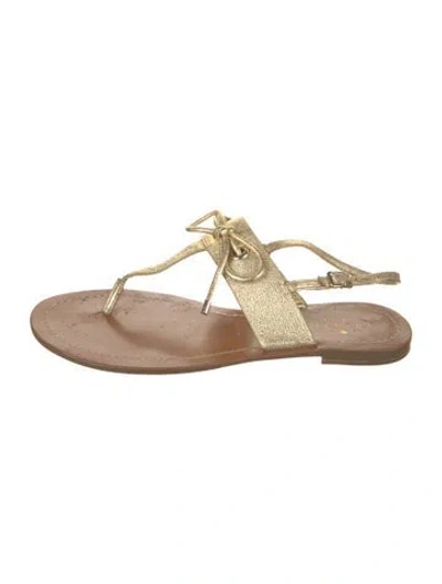 Pre-owned Kate Spade Leather Flip Flops In Metallic/neutrals