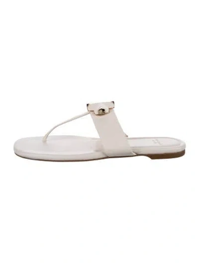 Pre-owned Kate Spade Leather Flip Flops In White