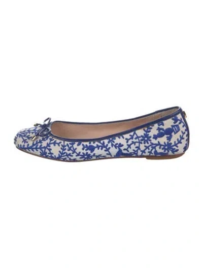 Pre-owned Kate Spade Leather Floral Print Ballet Flats In Blue