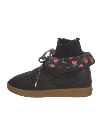 Pre-owned Kate Spade Leather Floral Print Boots In Multi