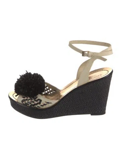 Pre-owned Kate Spade Leather Floral Print Espadrilles In Neutral