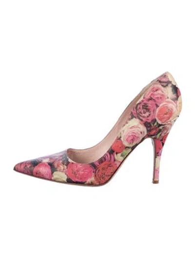 Pre-owned Kate Spade Leather Floral Print Pumps In Pink